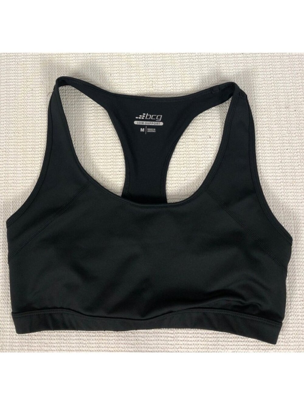 BCG Sports Women Bra Size M Black Low Support Racerback Pull On